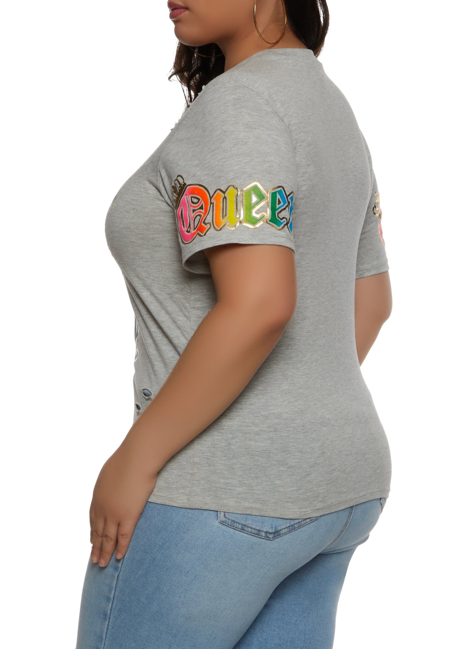 Plus Size Queen Vibes Only Laser Cut Tee sold by Rainbow product image thumbnail 2