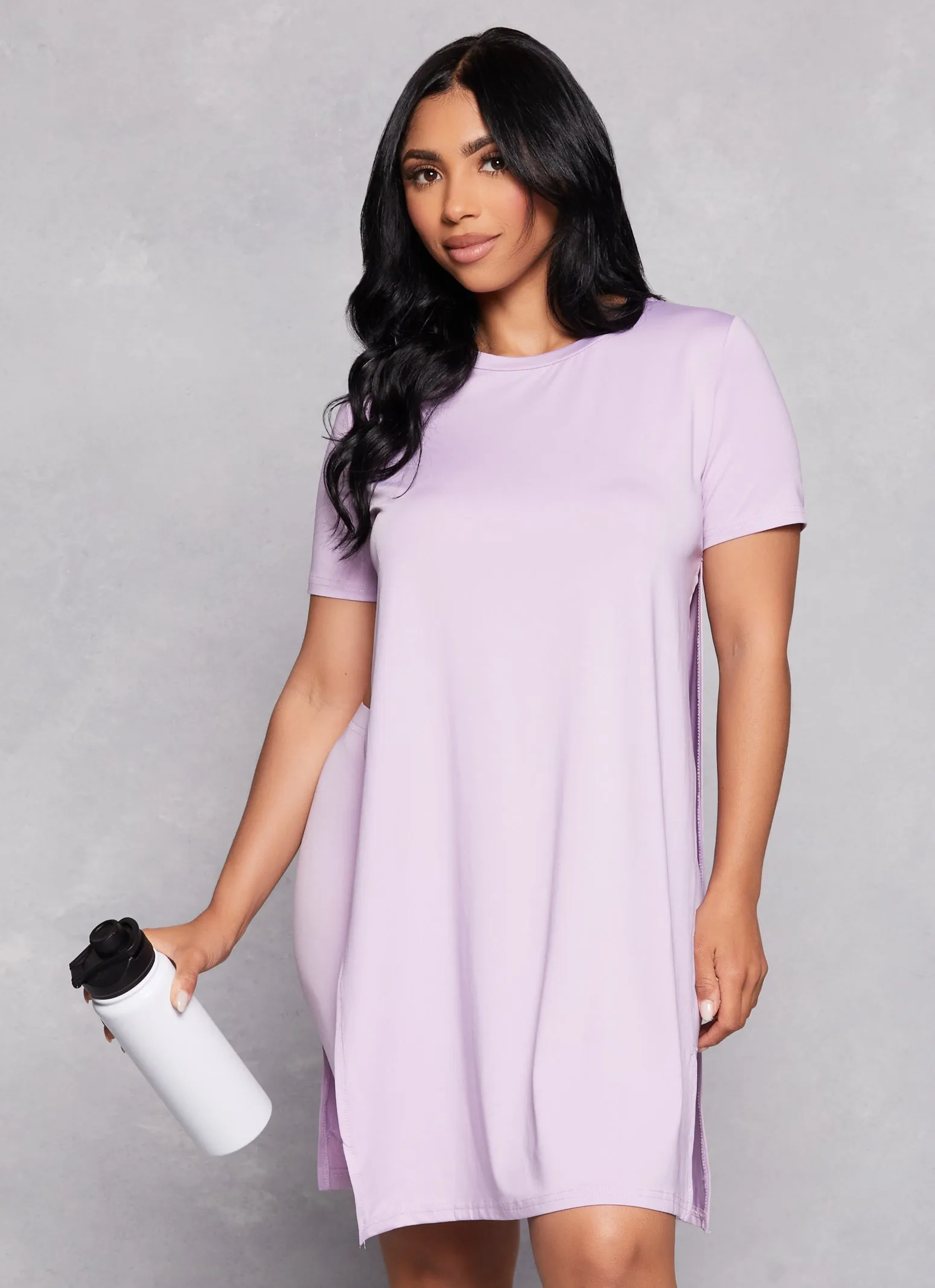 Daisy Crew Neck Side Slit Tunic Tee sold by Rainbow