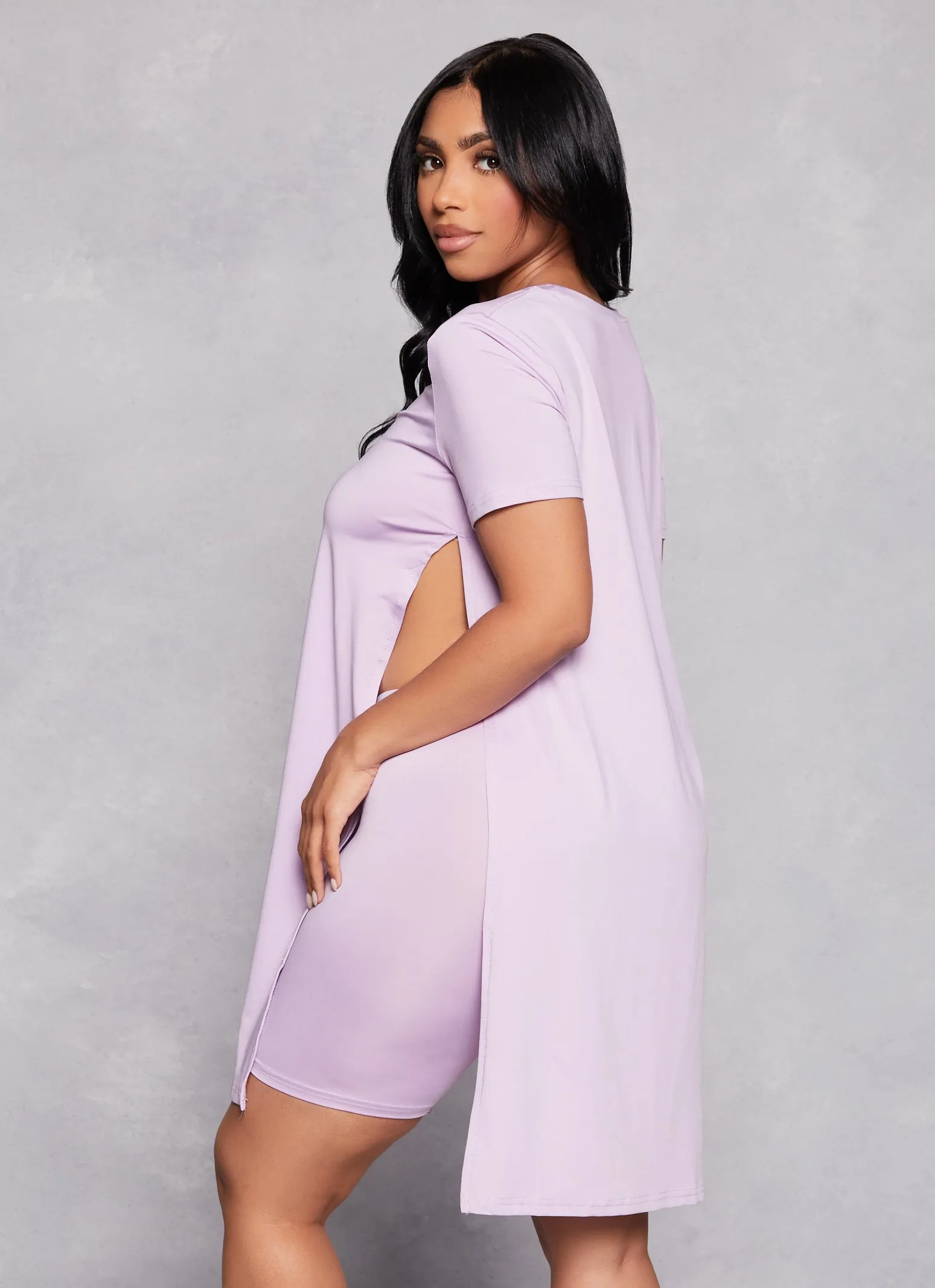 Daisy Crew Neck Side Slit Tunic Tee sold by Rainbow product image thumbnail 3