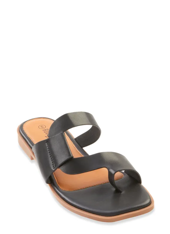 Asymmetrical Toe Loop Band Slide Sandals sold by Rainbow