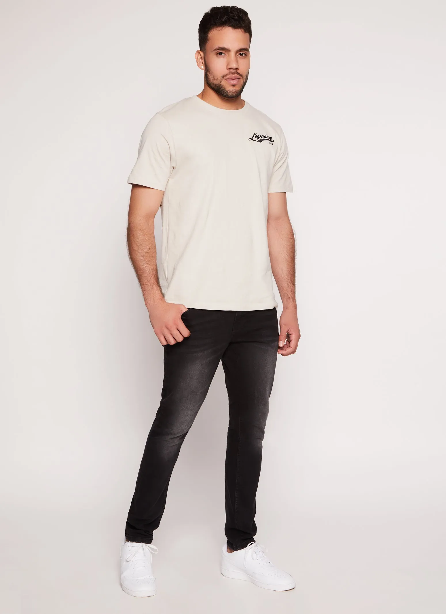 Mens Acid Wash Whiskered Skinny Jeans sold by Rainbow