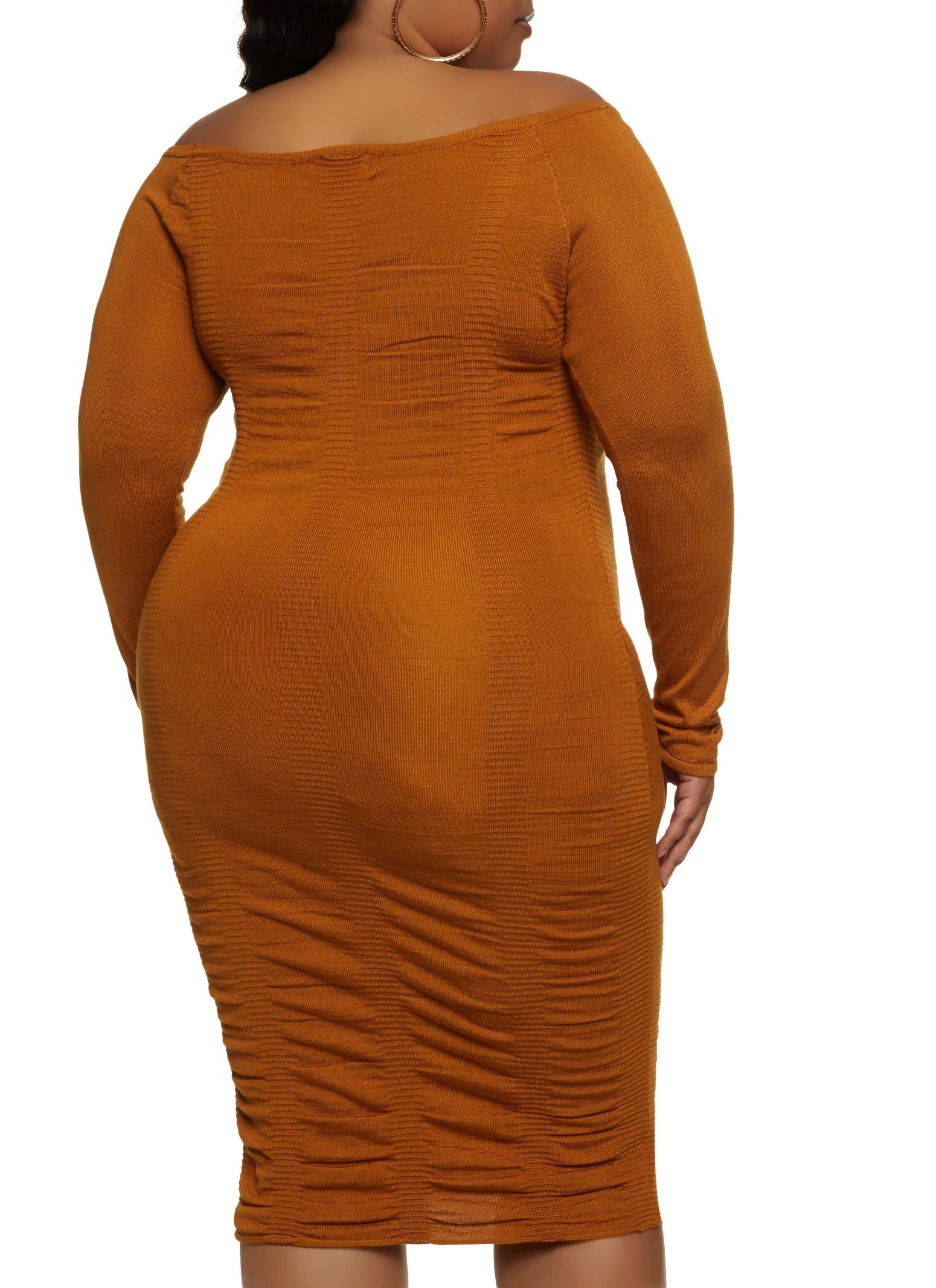 Plus Size Ribbed Off the Shoulder Sweater Dress sold by Rainbow product image thumbnail 3