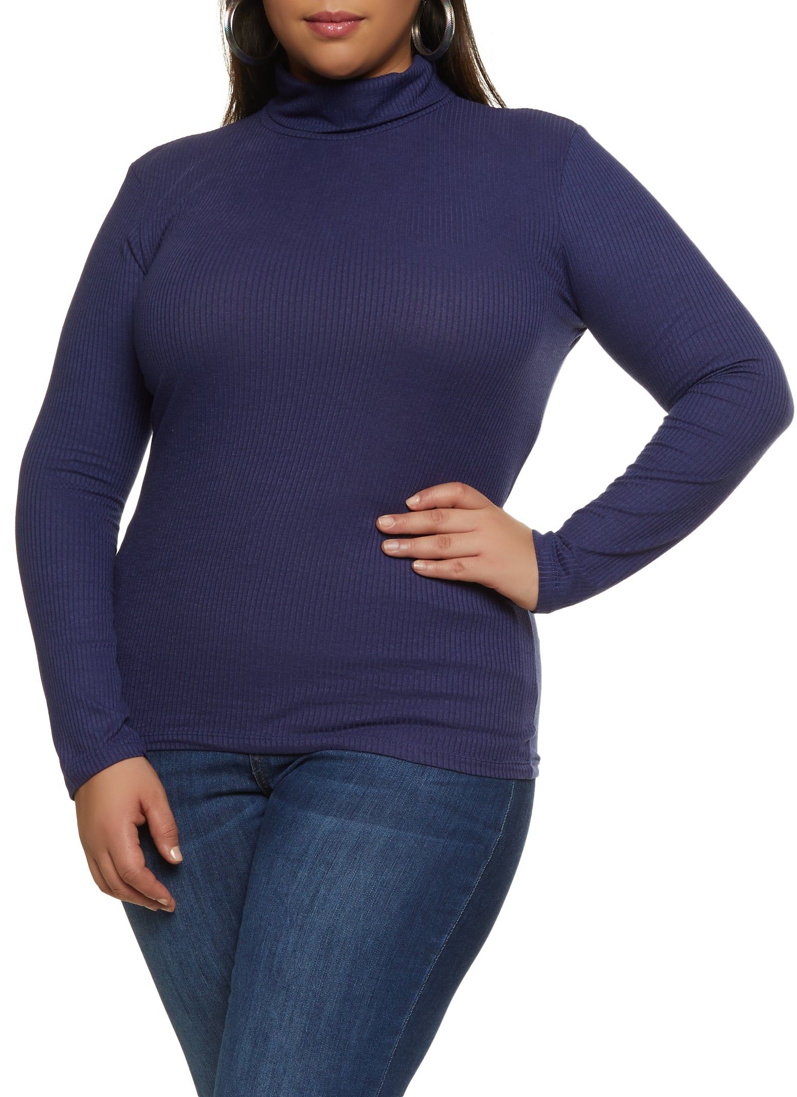 Plus Size Ribbed Knit Turtleneck Top sold by Rainbow