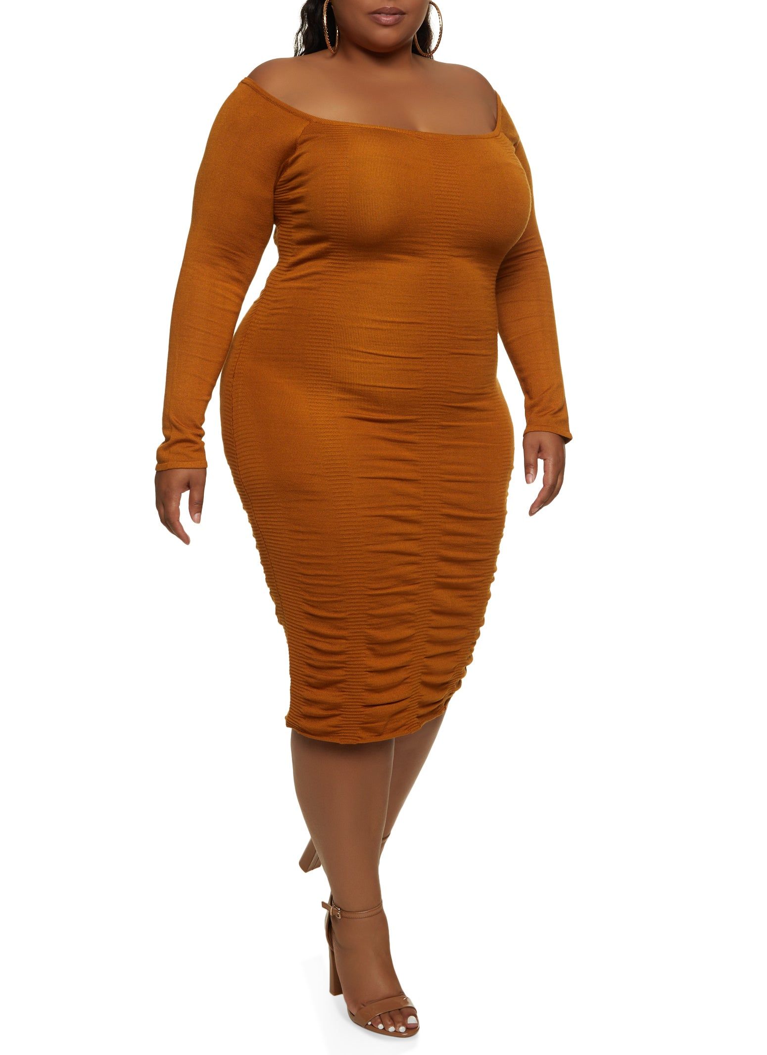 Plus Size Ribbed Off the Shoulder Sweater Dress sold by Rainbow product image thumbnail 2