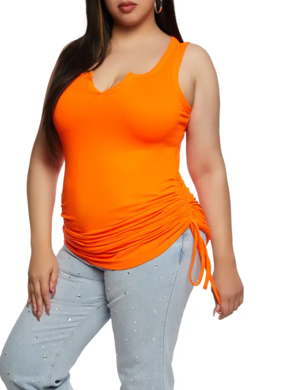 Plus Size Split V Neck Tank Dress sold by Rainbow