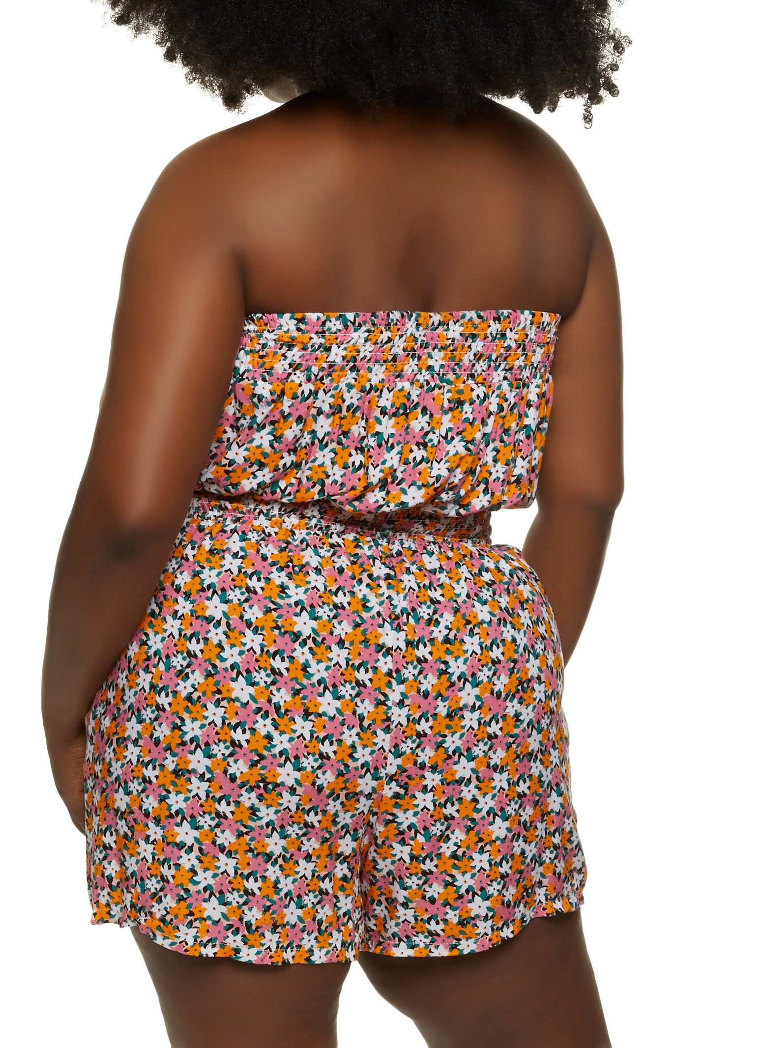 Plus Size Floral Print Smocked Strapless Romper sold by Rainbow product image thumbnail 2