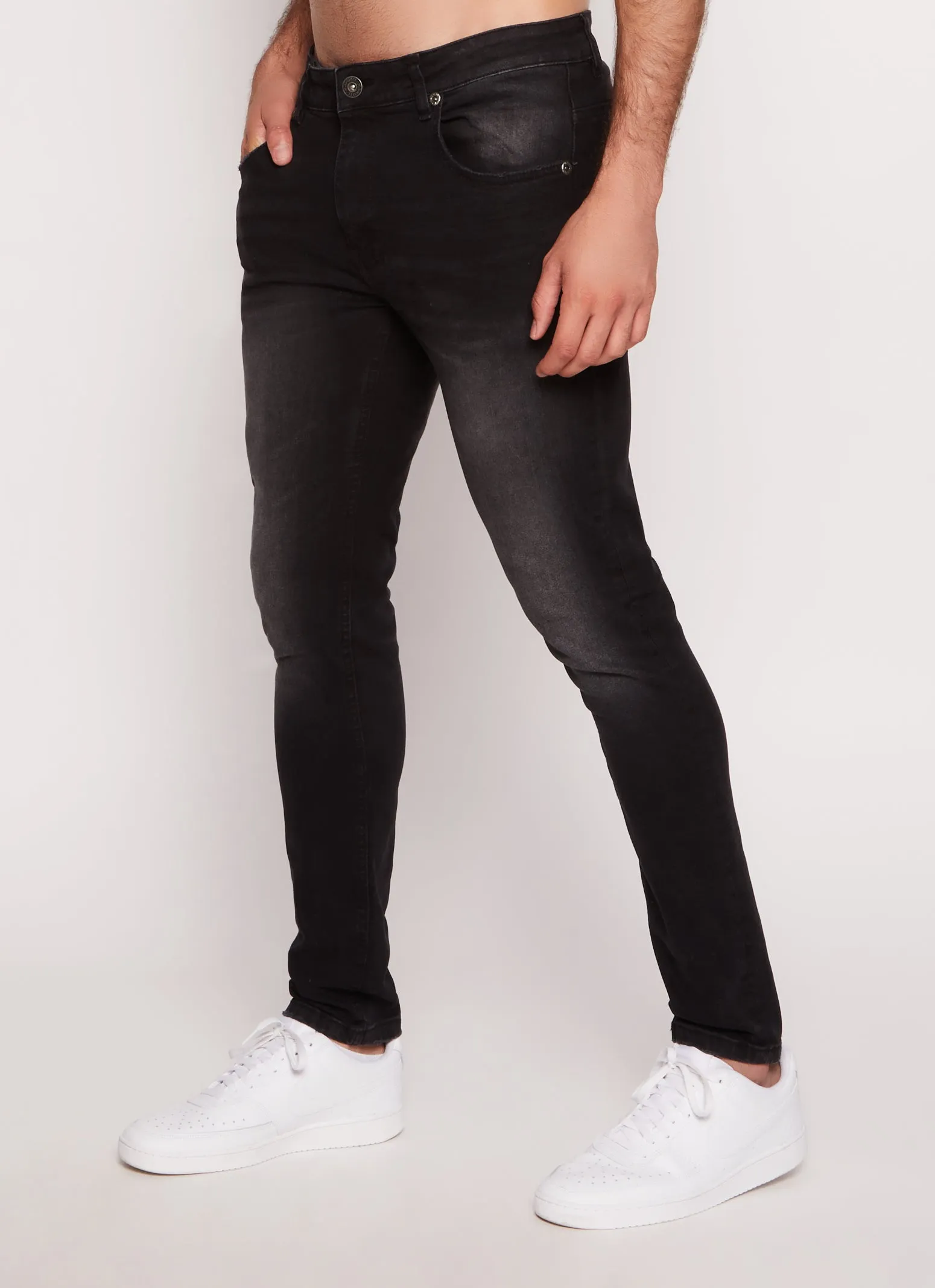 Mens Acid Wash Whiskered Skinny Jeans sold by Rainbow product image thumbnail 2