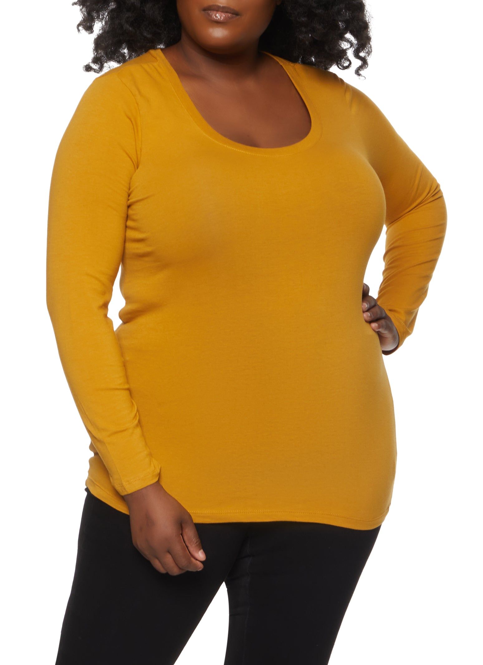 Plus Size Basic Scoop Neck Long Sleeve Top sold by Rainbow