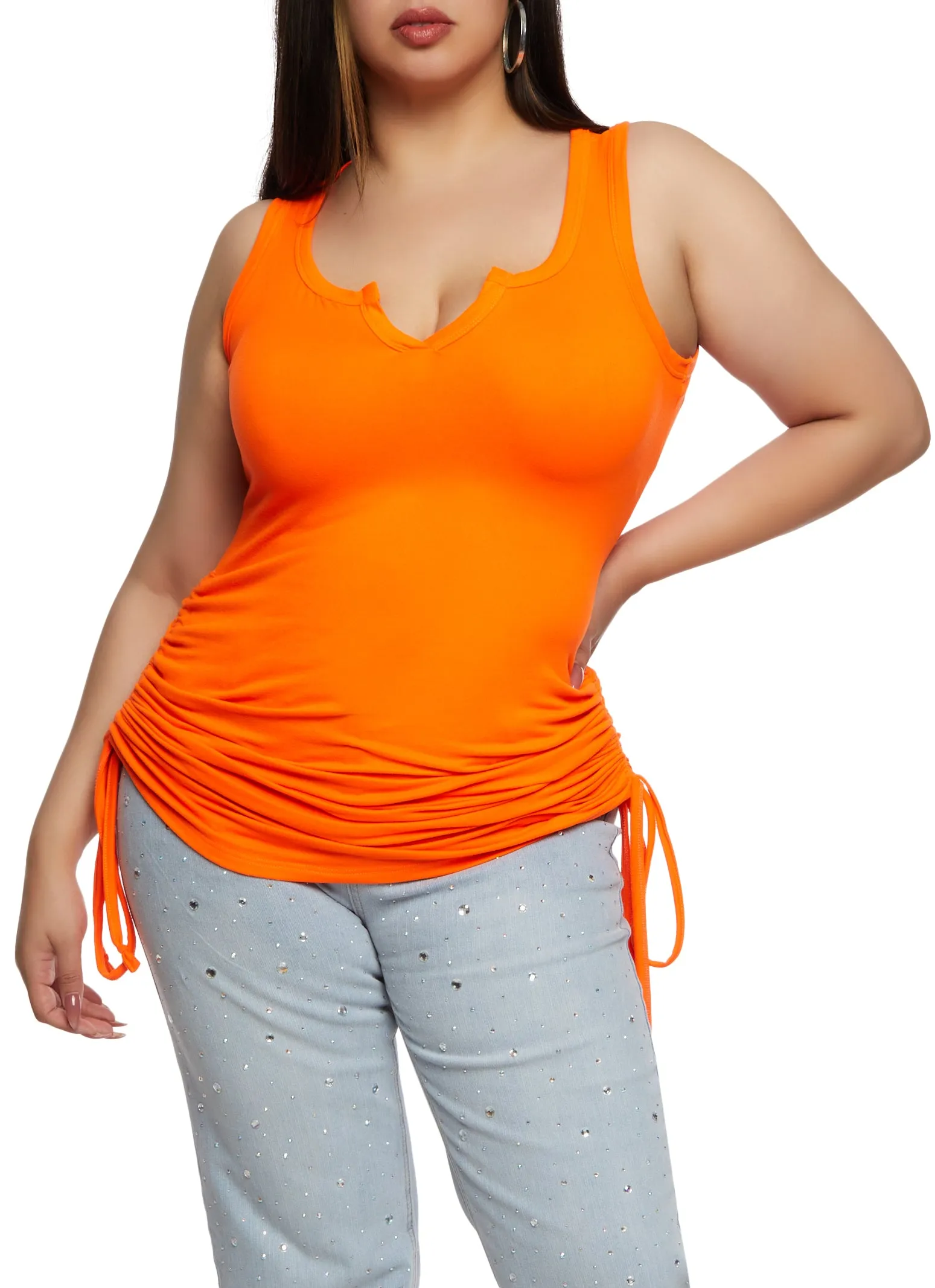 Plus Size Split V Neck Tank Dress sold by Rainbow product image thumbnail 2