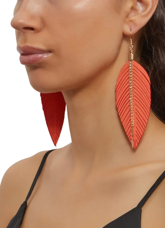 Leaf Rhinestone Fringe Drop Earrings sold by Rainbow