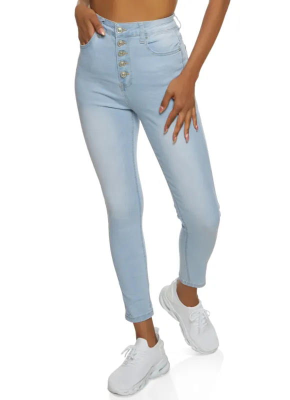 WAX Button Fly Skinny Jeans sold by Rainbow