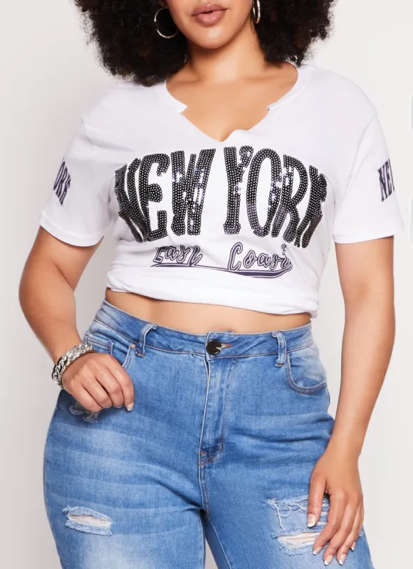 Plus Size Sequin New York East Coast T Shirt sold by Rainbow