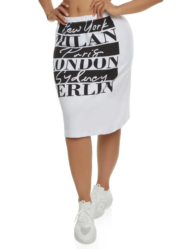 City Graphic High Waist Graphic Pencil Skirt sold by Rainbow