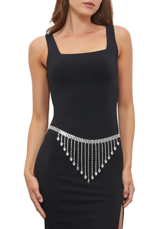 Rhinestone Fringe Chain Belt sold by Rainbow