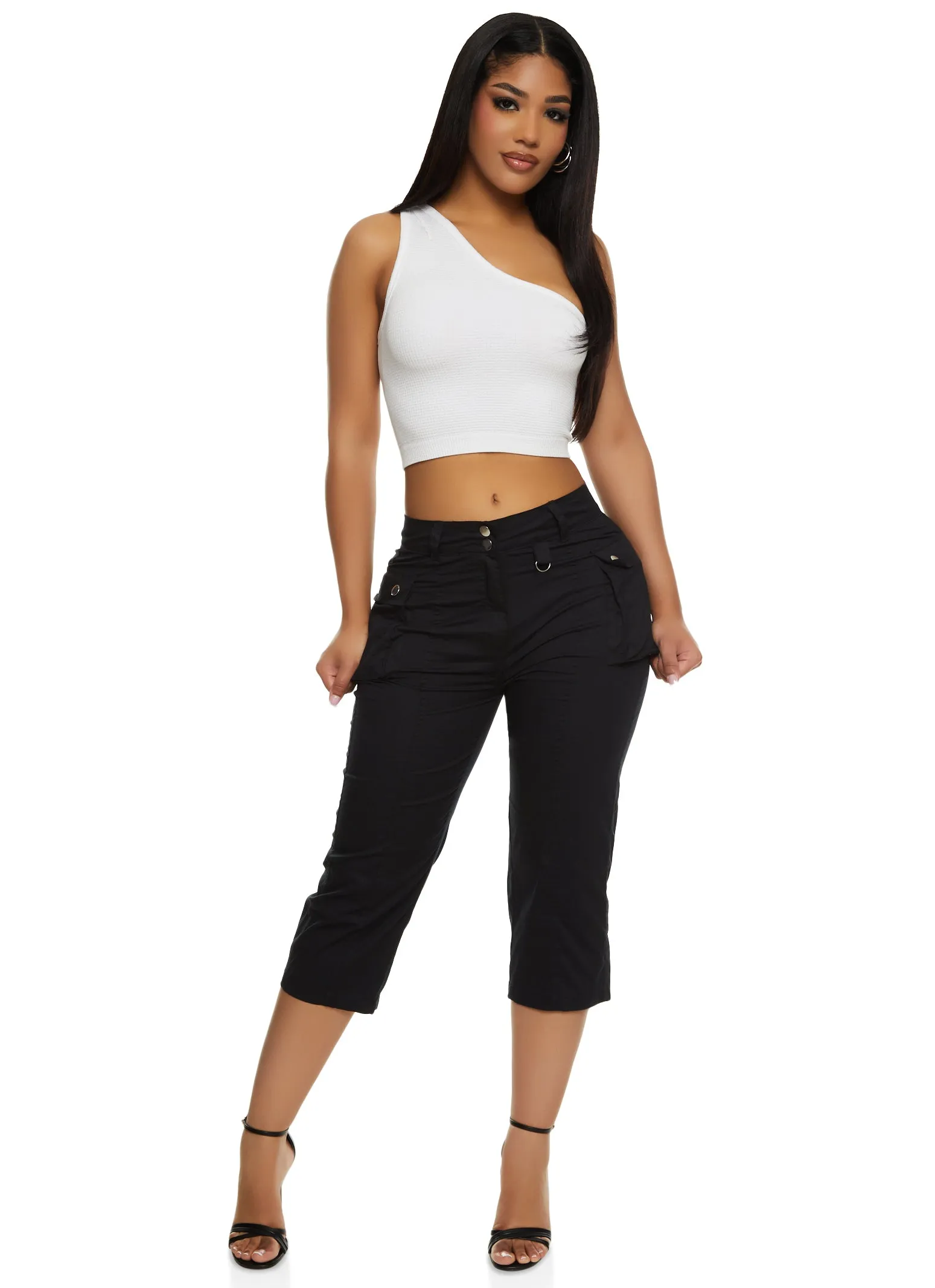 Two Button Capri Cargo Pants sold by Rainbow