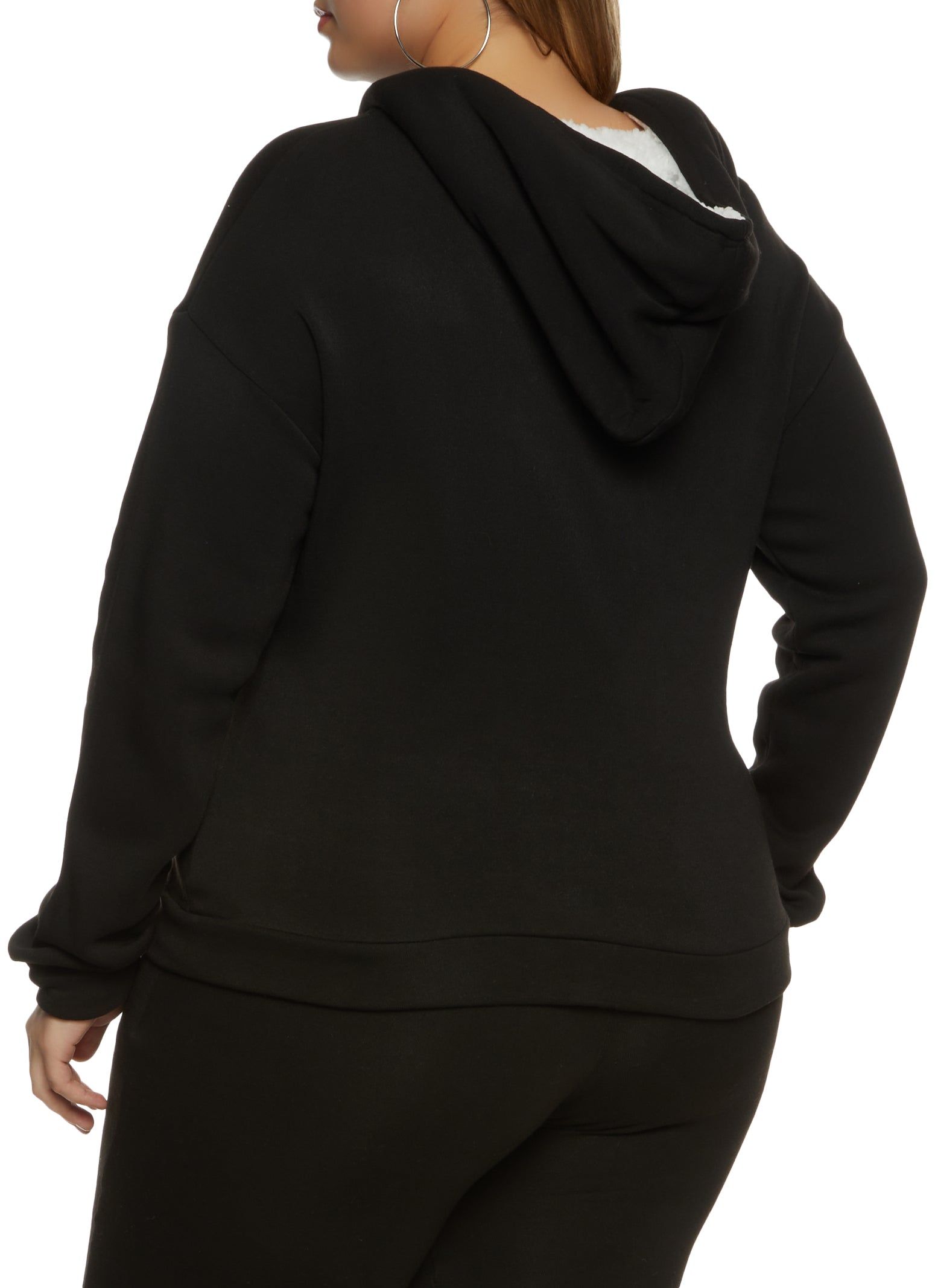 Plus Size Zip Front Sherpa Lined Hoodie sold by Rainbow product image thumbnail 3