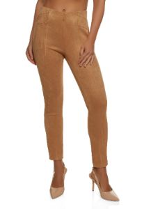 Faux Suede High Waist Pull On Pants sold by Rainbow