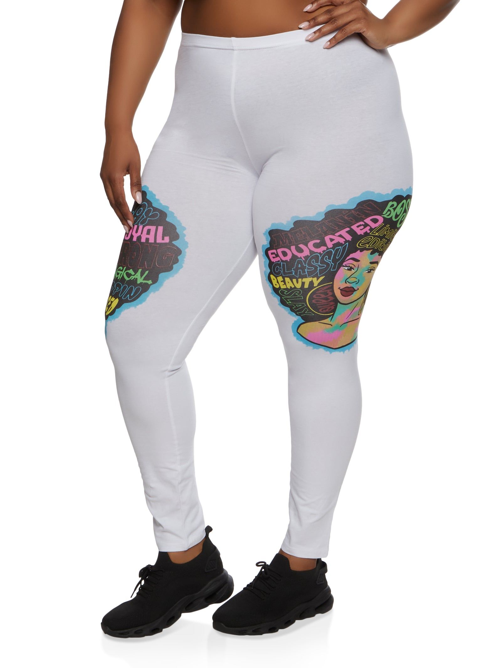 Plus Size High Waisted Melanin Graphic Leggings sold by Rainbow