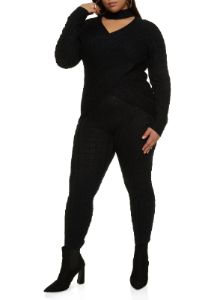 Plus Size Cable Knit Cut Out Criss Cross Sweater sold by Rainbow