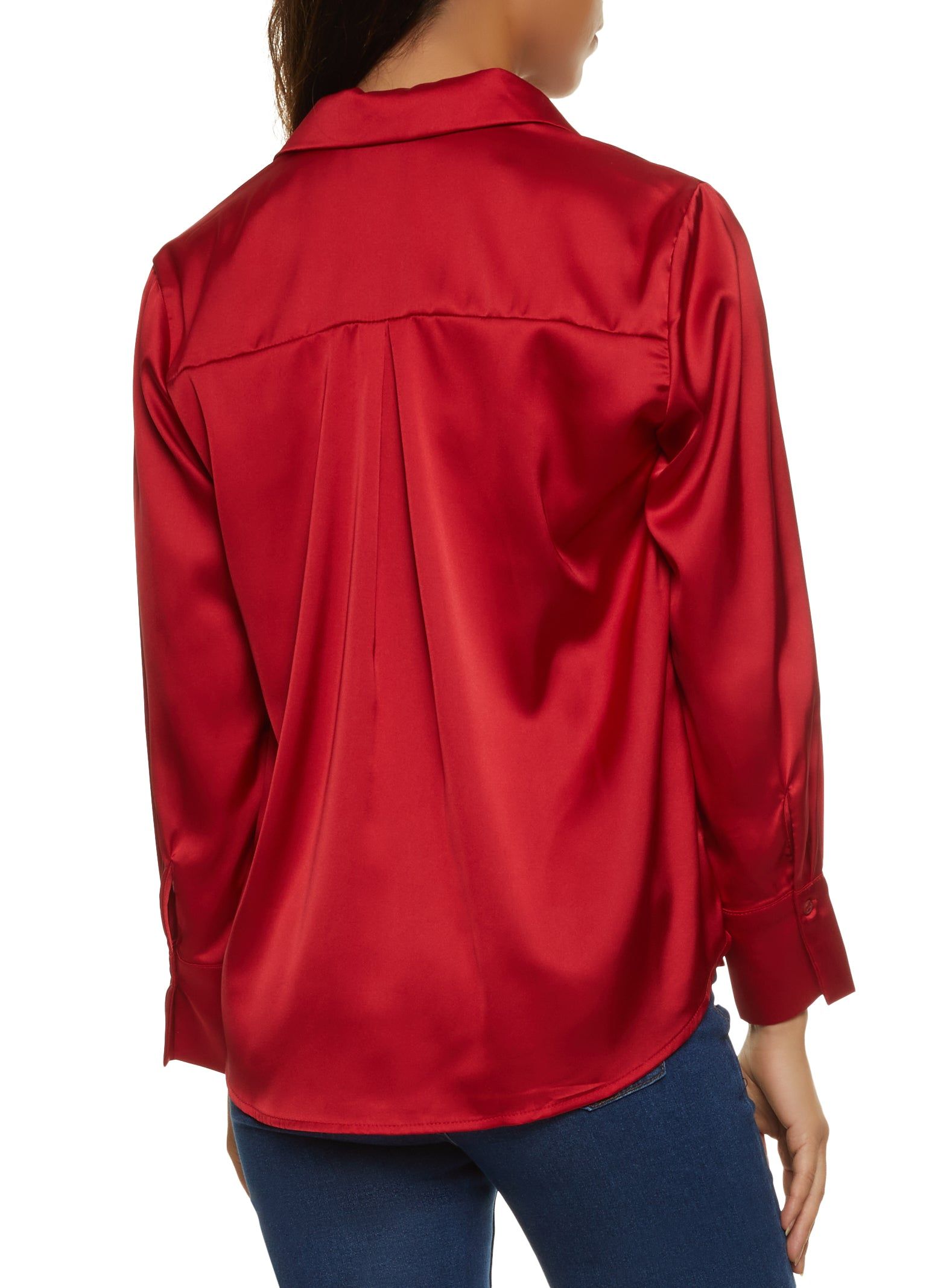 Satin Long Sleeve Button Front Shirt sold by Rainbow product image thumbnail 2