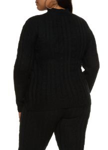 Plus Size Cable Knit Cut Out Criss Cross Sweater sold by Rainbow