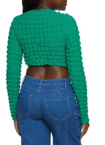Bubble Knit Keyhole Crop Top sold by Rainbow