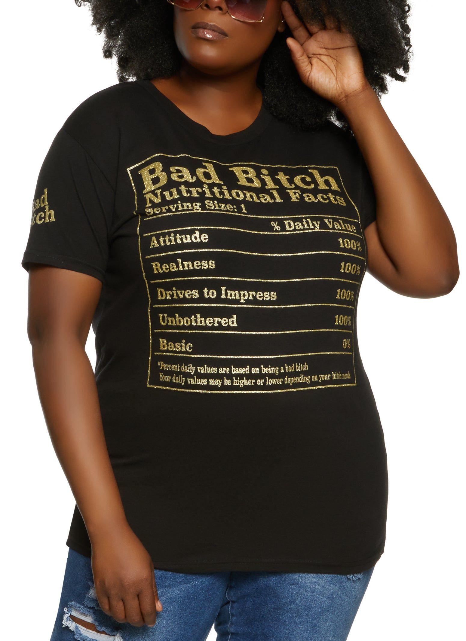 Plus Size Oversized Nutritional Facts Graphic Tee sold by Rainbow