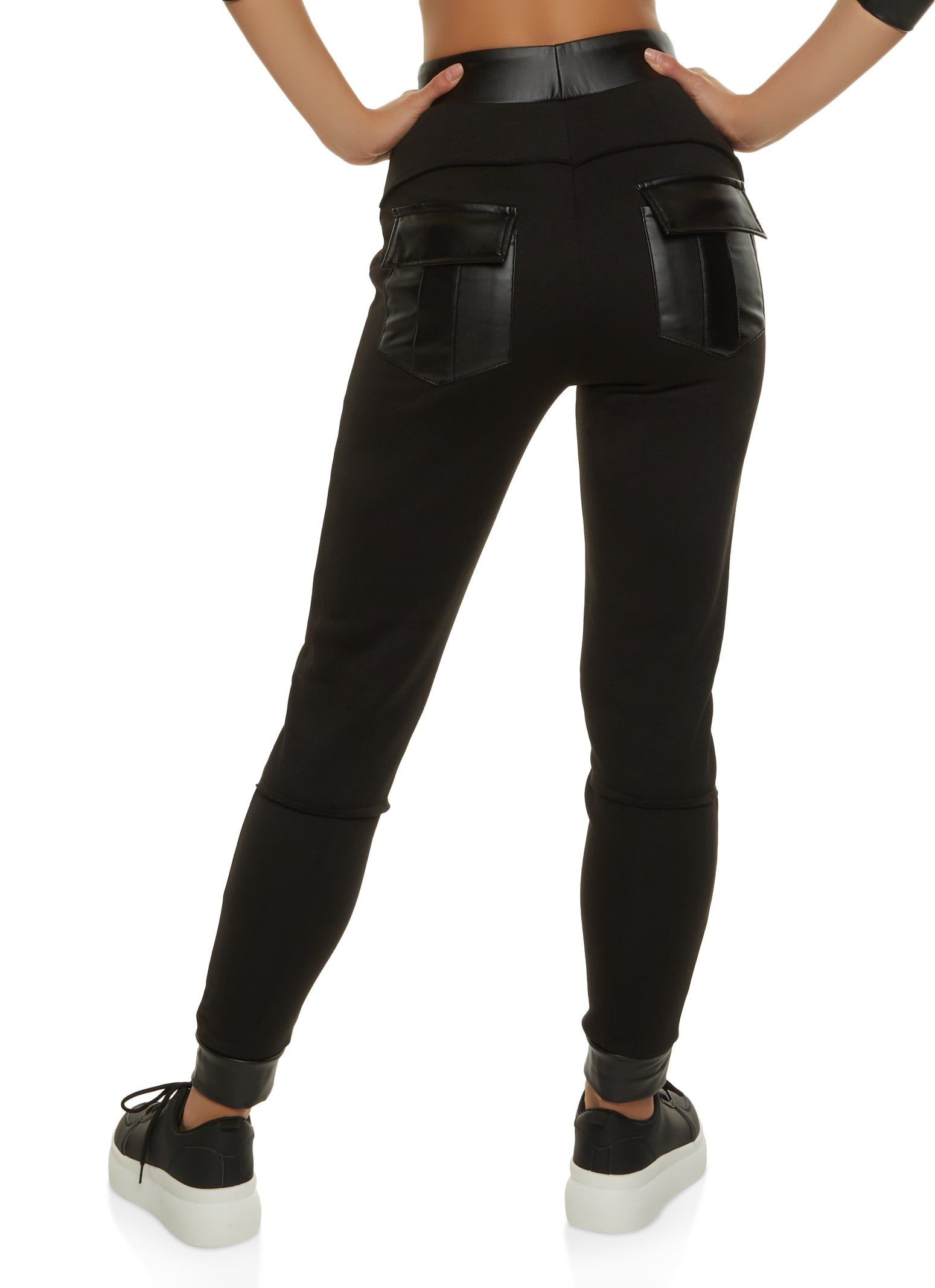 Faux Leather Detail Fleece Joggers sold by Rainbow product image thumbnail 2