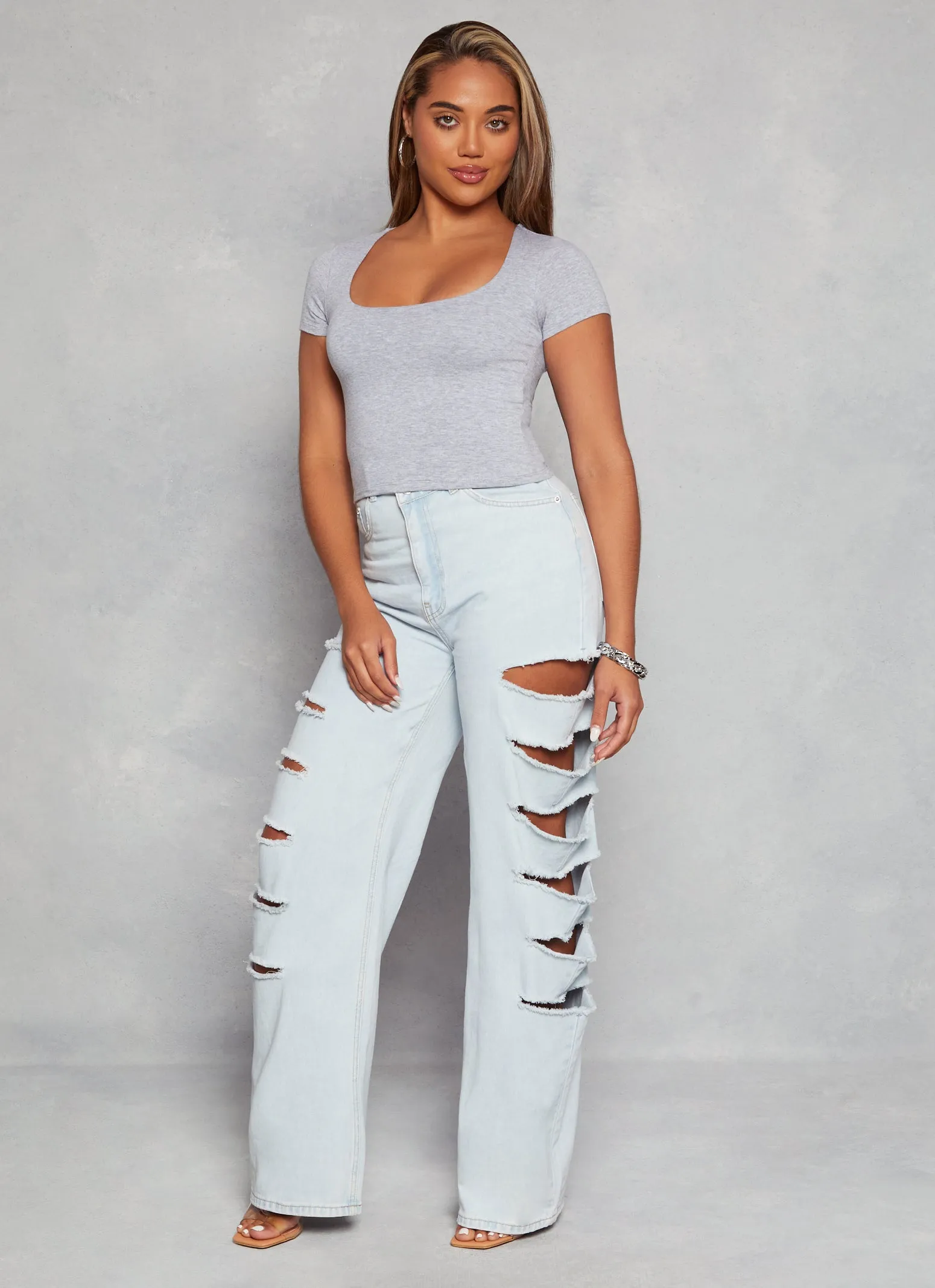 Basic Scoop Neck Cropped Tee sold by Rainbow product image thumbnail 2