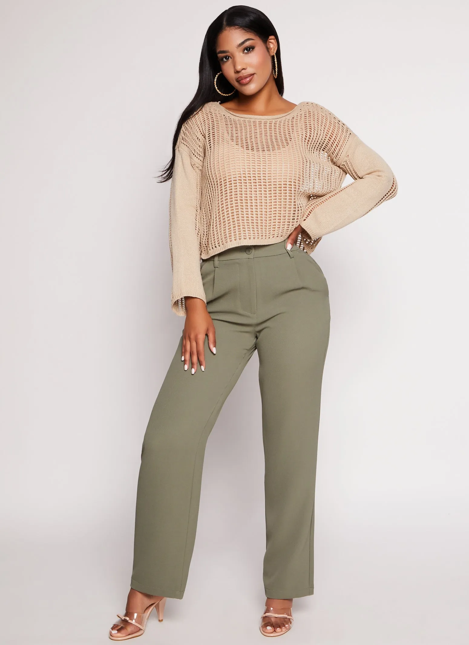 Elastic Back High Waist Dress Pants sold by Rainbow