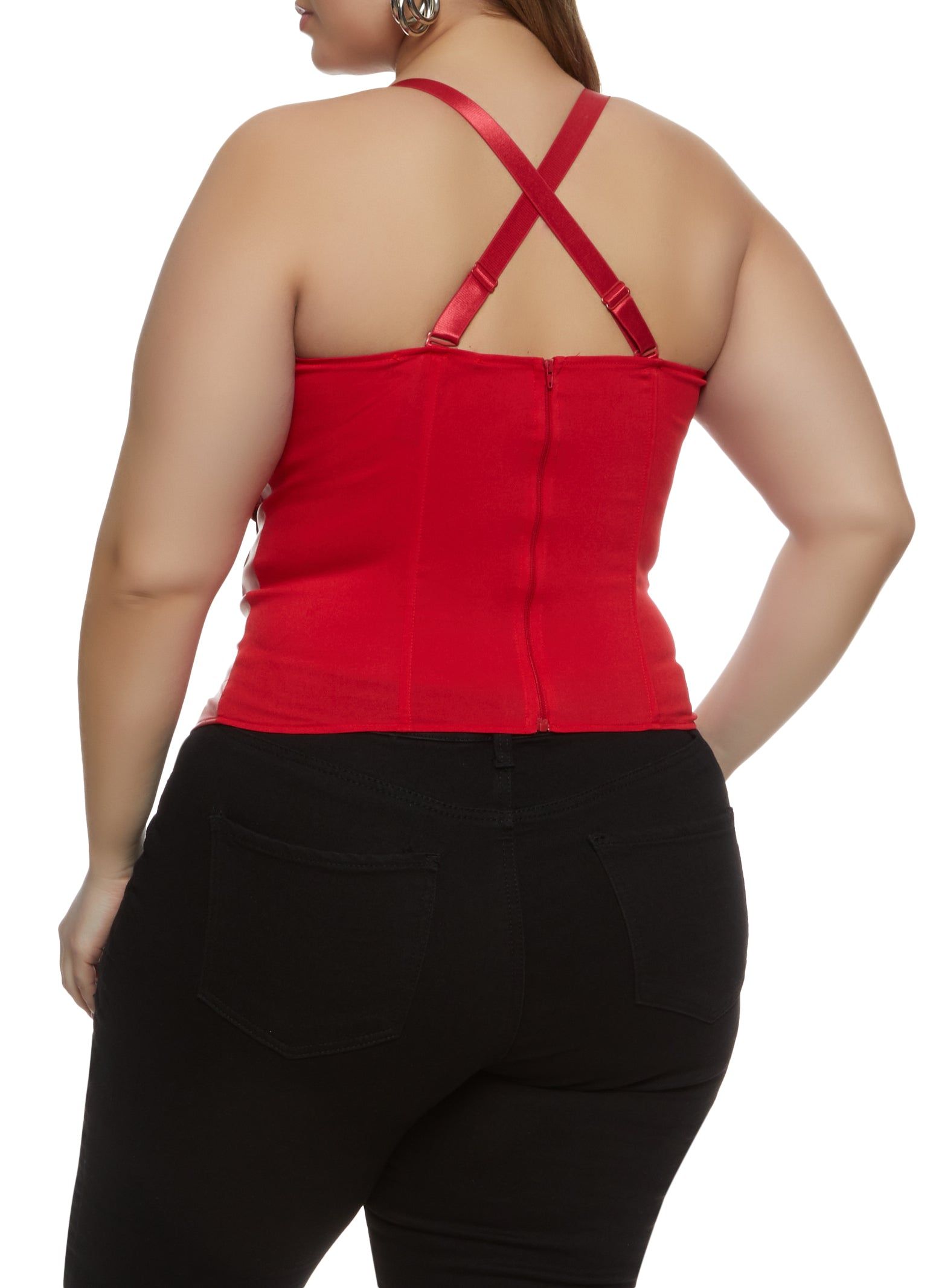 Plus Size Faux Leather Lace Up Detail Convertible Bustier Top sold by Rainbow product image thumbnail 3