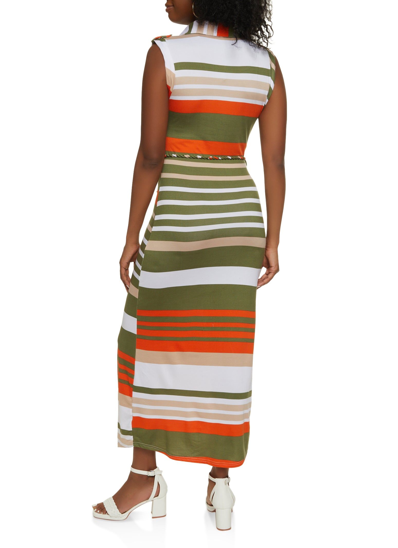 Striped Sleeveless Tie Waist Belted Maxi Dress sold by Rainbow product image thumbnail 3