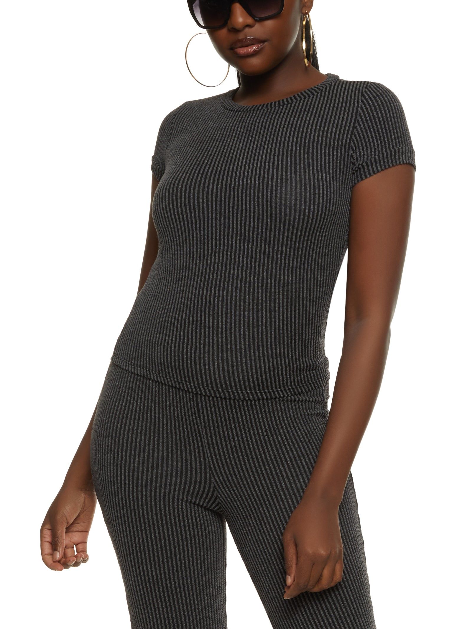 Ribbed Crew Neck Top sold by Rainbow