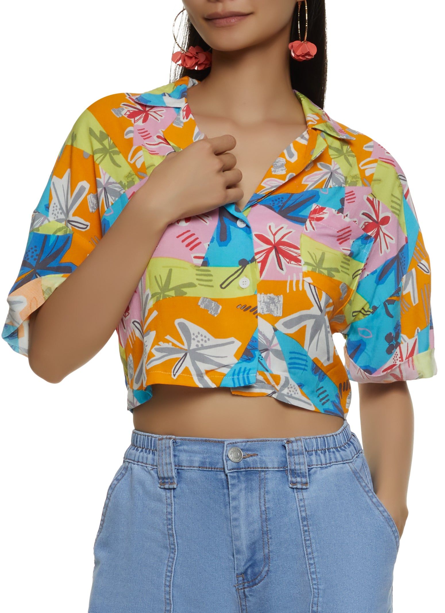 Abstract Patterned Short Sleeve Shirt sold by Rainbow