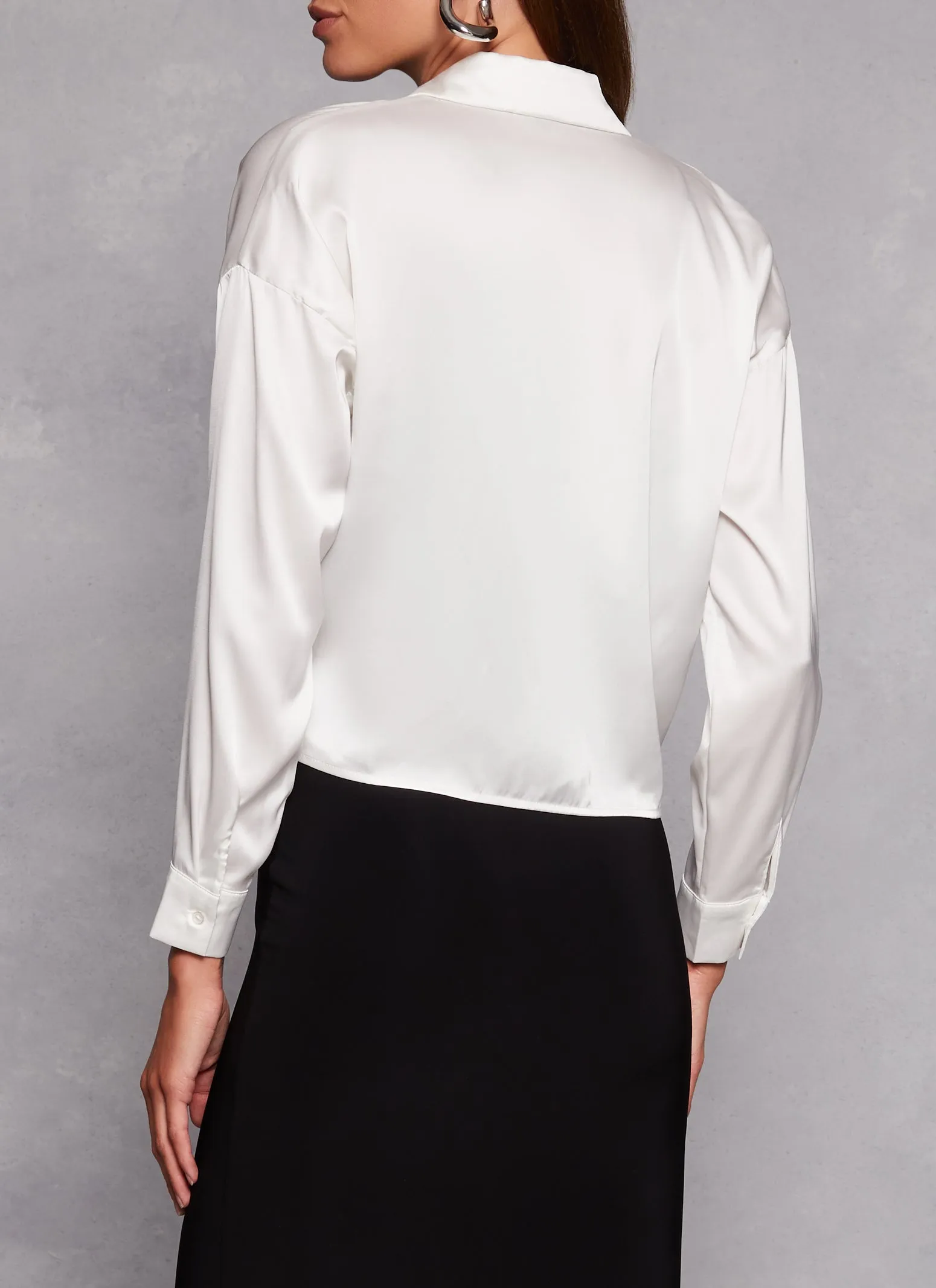 Satin Button Front Cropped Blouse sold by Rainbow product image thumbnail 3