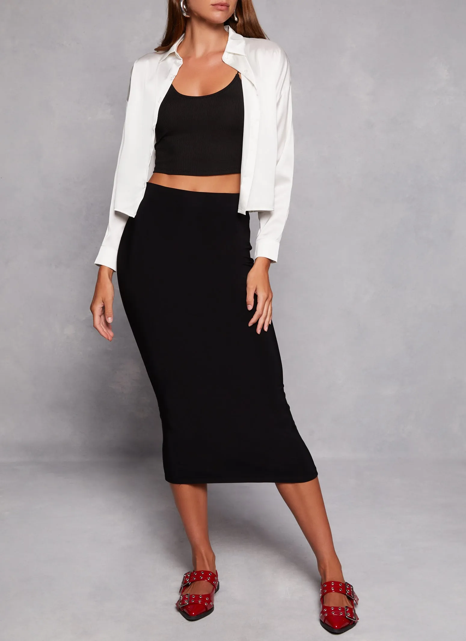 Satin Button Front Cropped Blouse sold by Rainbow product image thumbnail 2