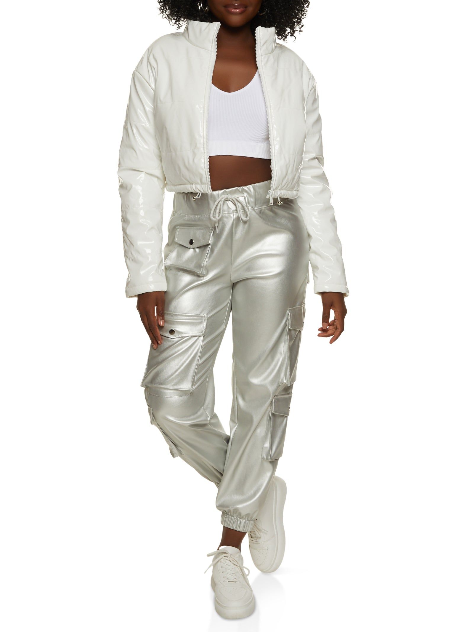 Faux Patent Leather Puffer Jacket sold by Rainbow product image thumbnail 2