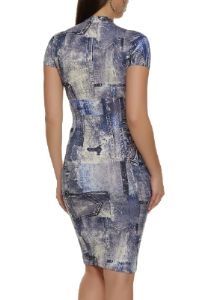 Printed Mock Neck Short Sleeve Midi Dress sold by Rainbow