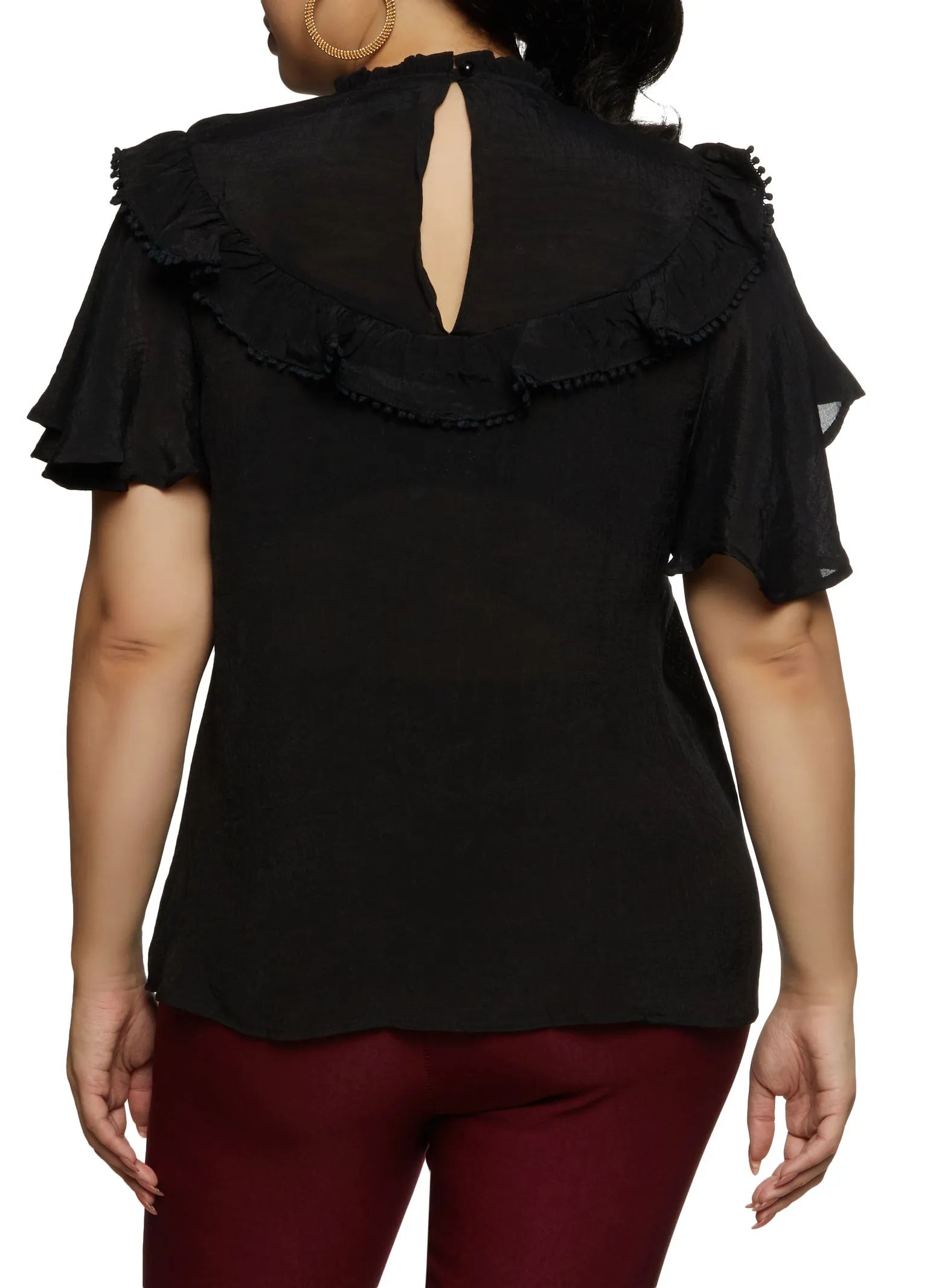 Plus Size High Neck Lace Overlay Blouse sold by Rainbow product image thumbnail 2