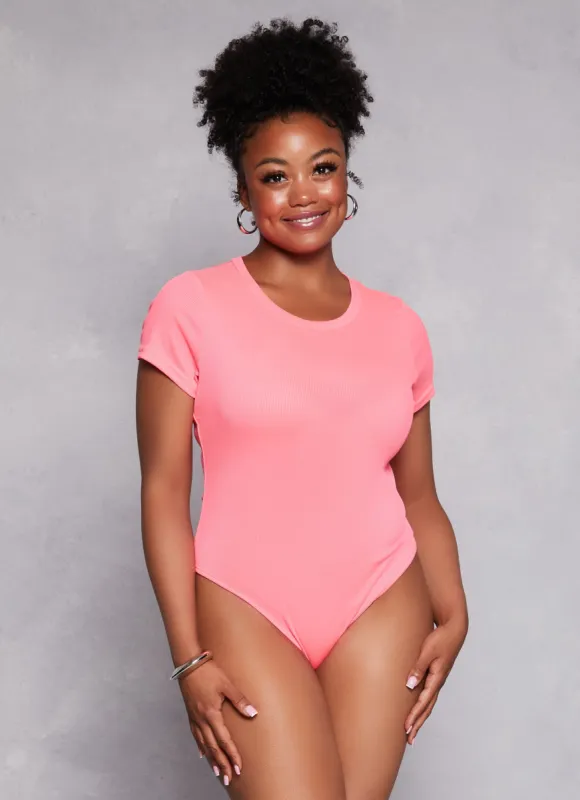 Plus Size Daisy Ribbed Crew Neck Bodysuit sold by Rainbow