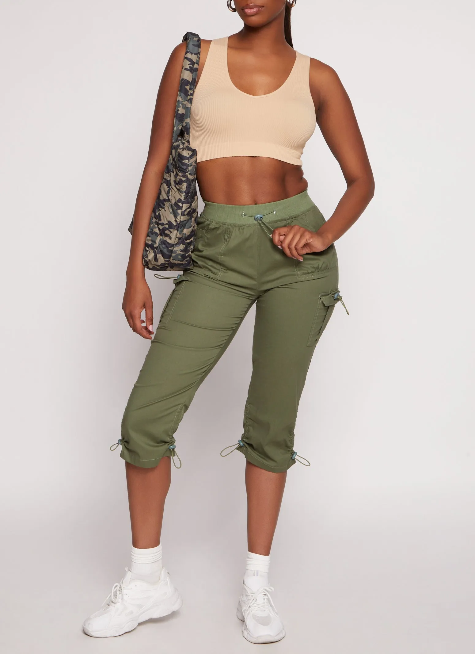 Toggle Drawstring Capri Cargo Pants sold by Rainbow
