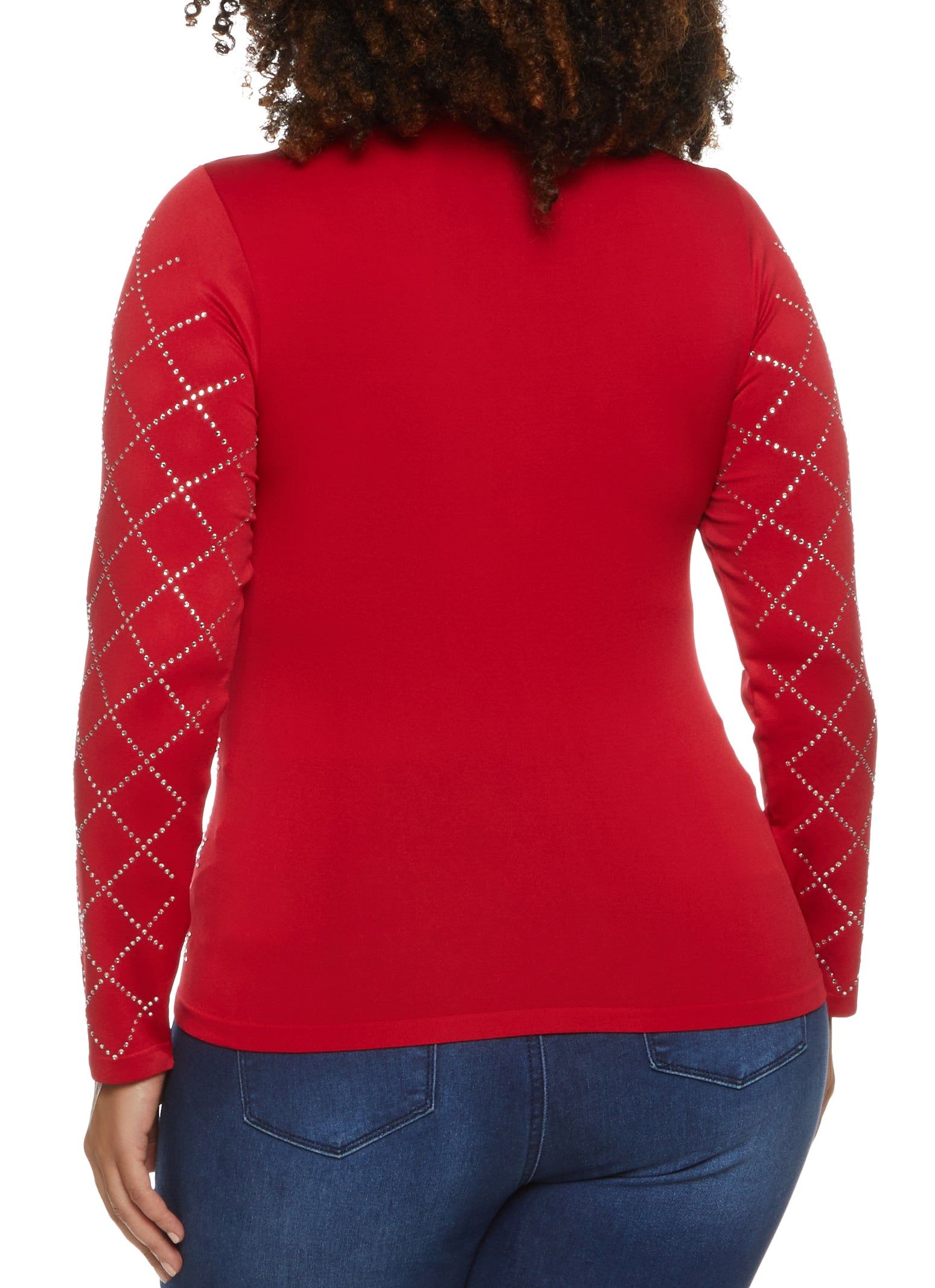 Plus Size Scoop Neck Rhinestone Printed T Shirt sold by Rainbow product image thumbnail 2