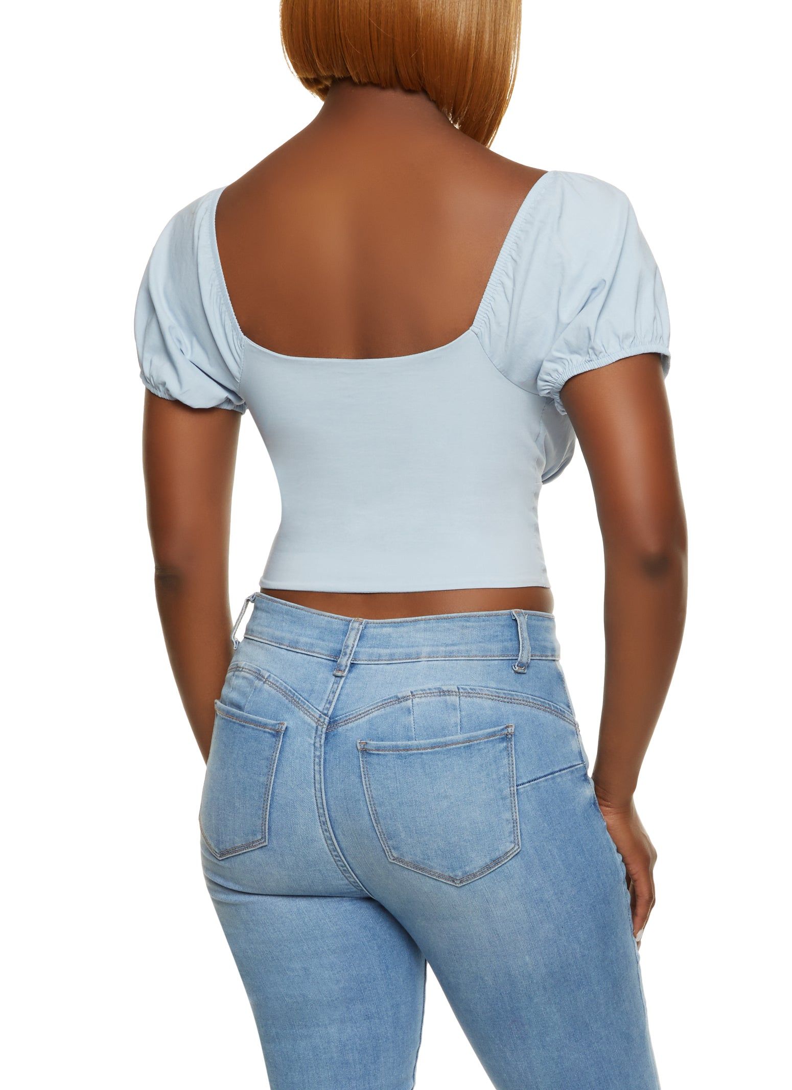 Lace Up Puff Sleeve Peasant Top sold by Rainbow product image thumbnail 2