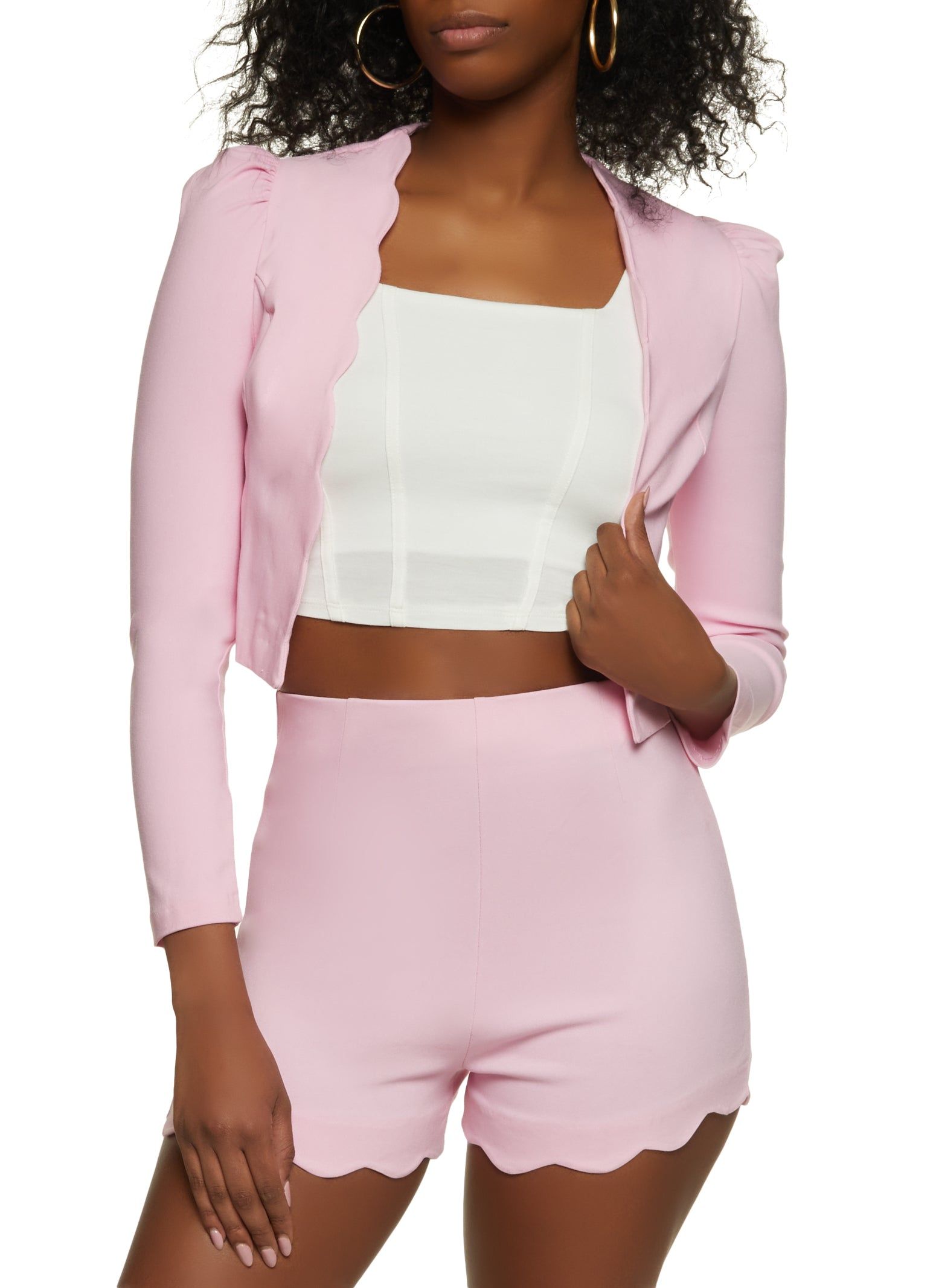 Scalloped Trim Cropped Blazer sold by Rainbow product image thumbnail 2