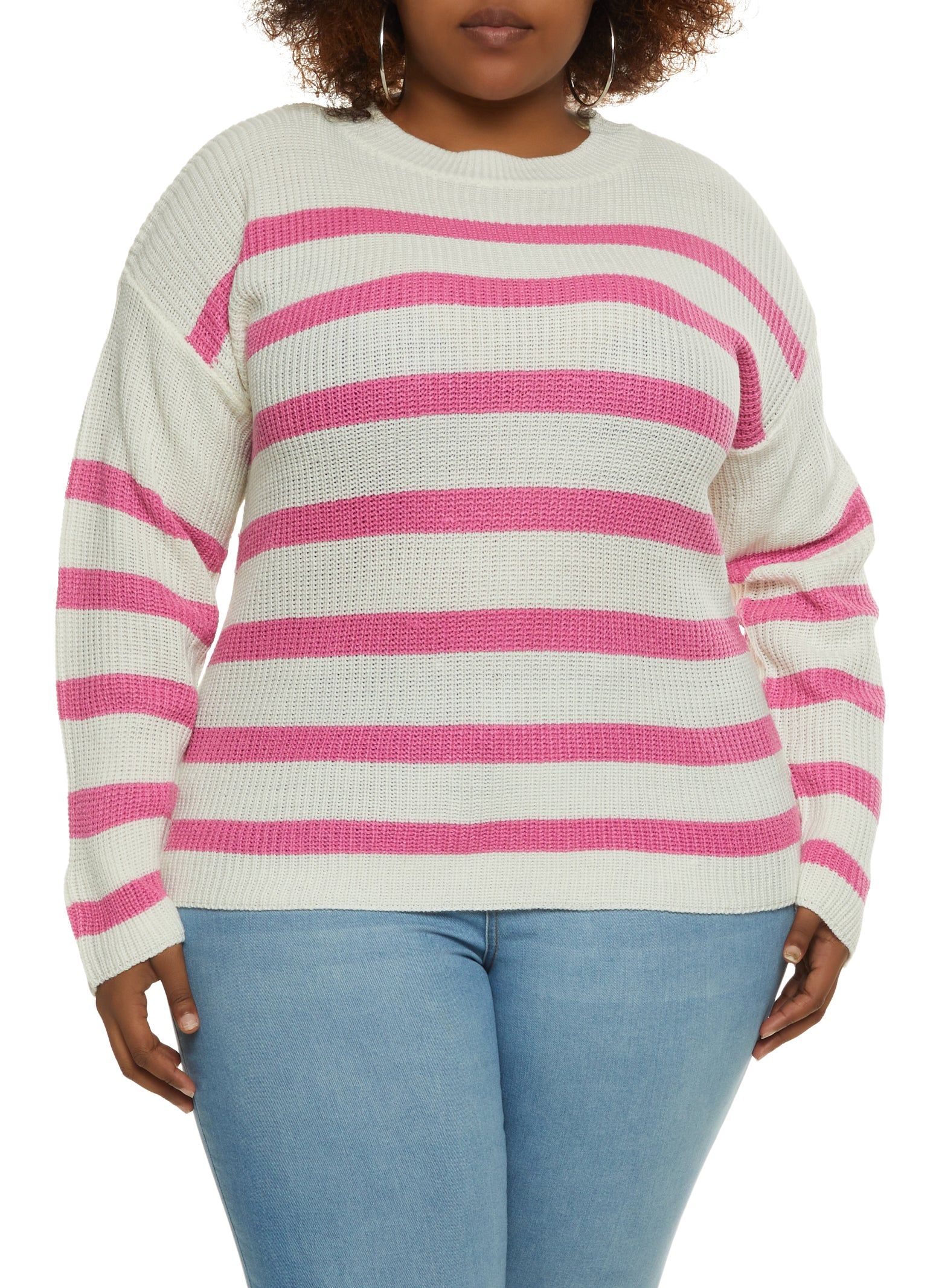 Plus Size Pullover Striped Sweater sold by Rainbow