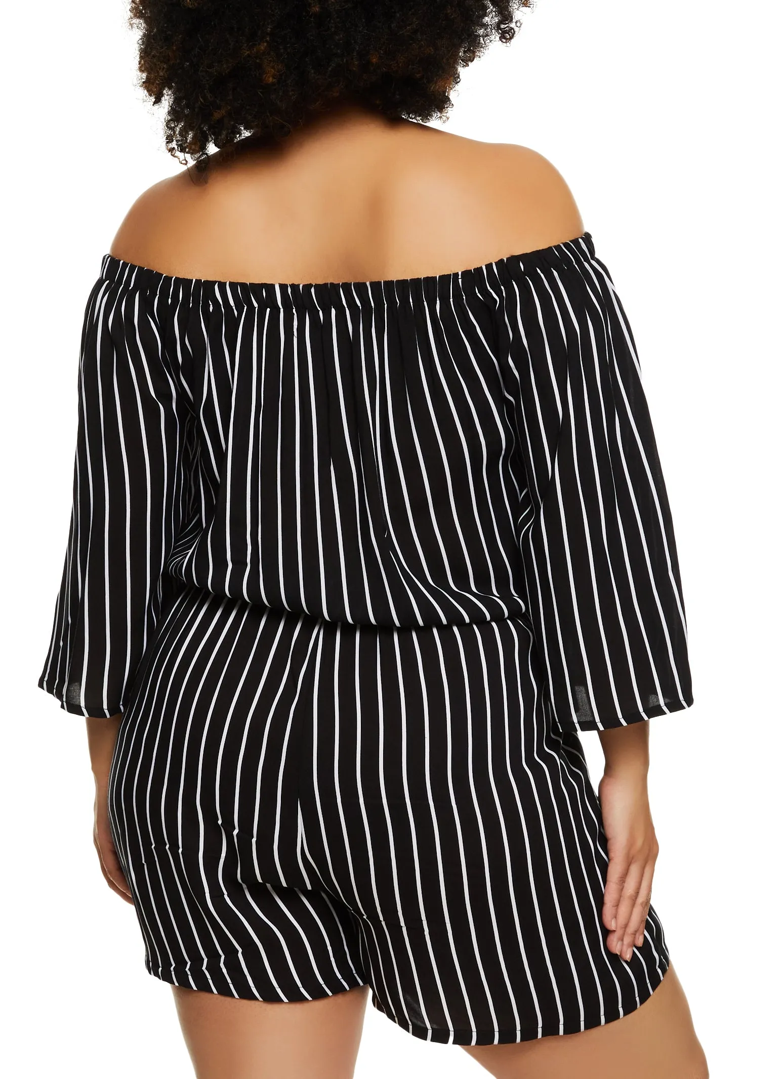 Plus Size Striped Off the Shoulder Romper sold by Rainbow product image thumbnail 3