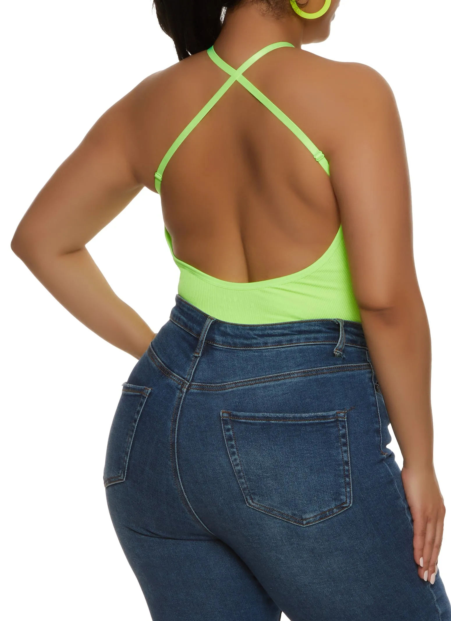 Plus Size Keyhole Open Back Bodysuit sold by Rainbow product image thumbnail 3