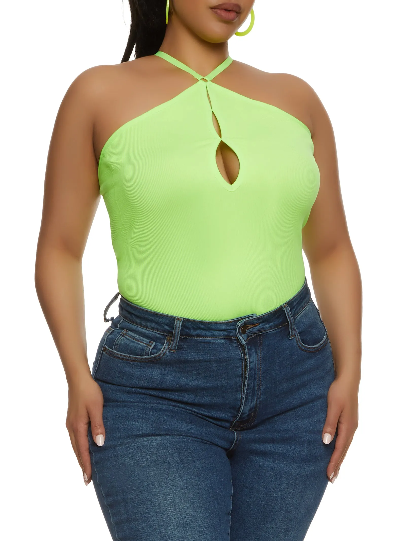 Plus Size Keyhole Open Back Bodysuit sold by Rainbow product image thumbnail 2