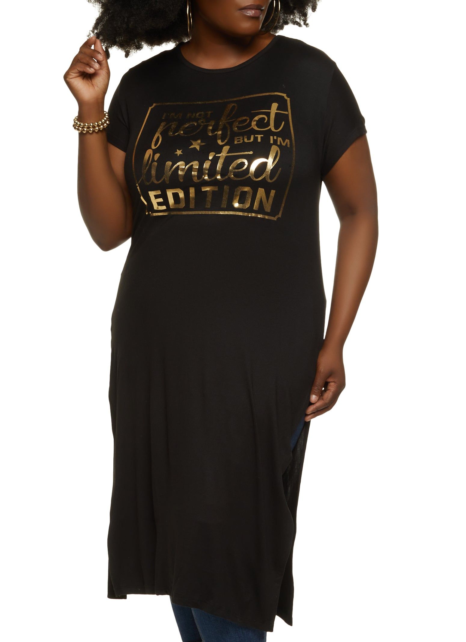 Plus Size Limited Edition Foil Screen Maxi Tee sold by Rainbow