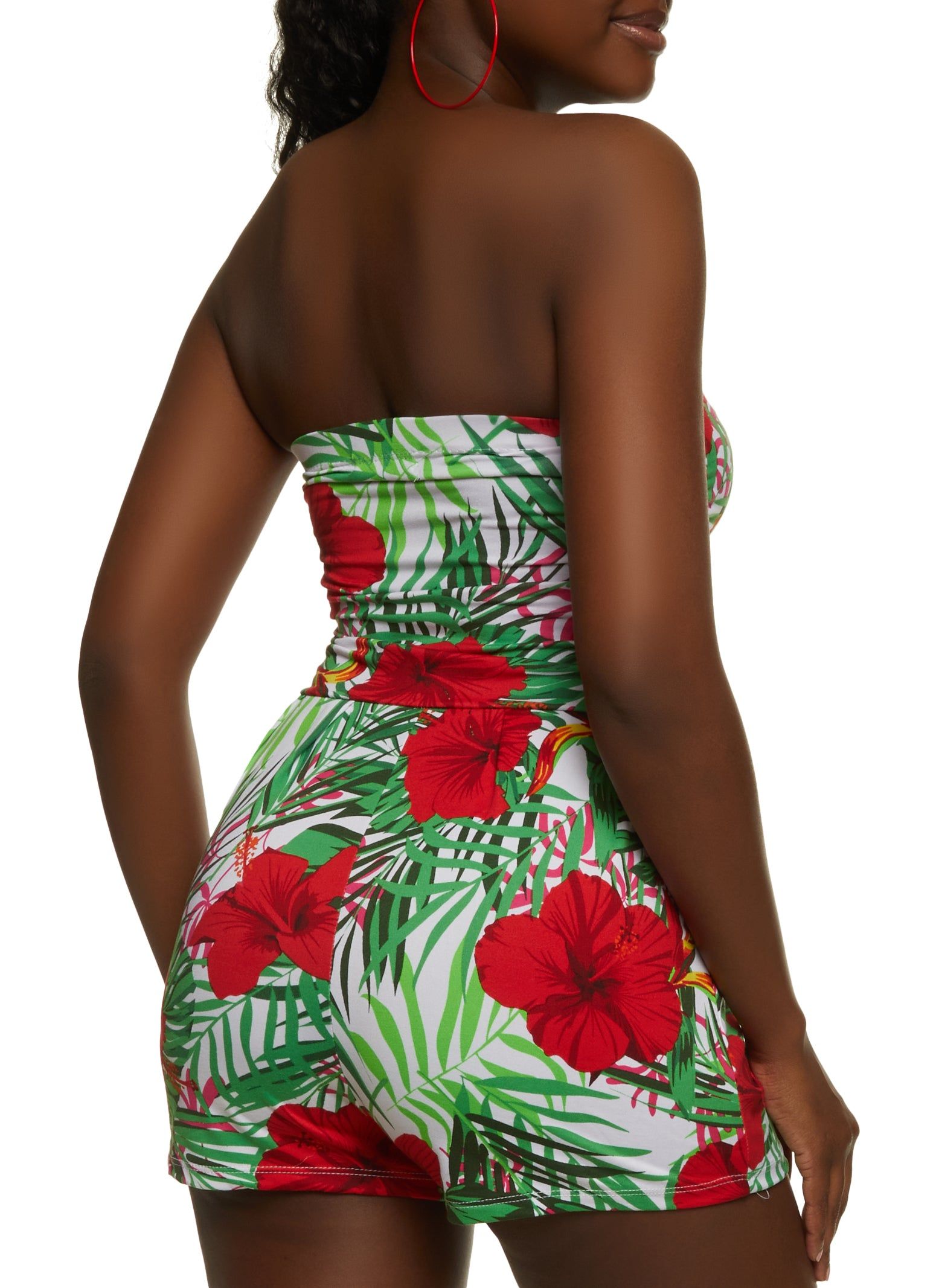 Tropical Leaf Print Tube Romper sold by Rainbow product image thumbnail 2